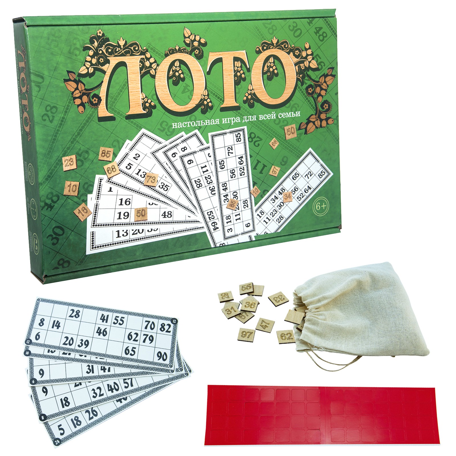 Настольная игра Лото с деревянными фишками зеленое (RU), бренду Strateg, для 2-12 гравців, час гри < 30мин. - 2 - KUBIX 