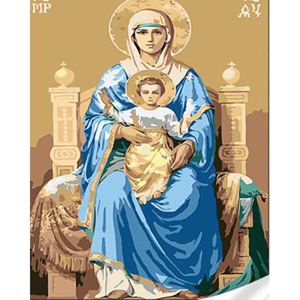 Картина по номерам Храмовая Богородица на троне (30х40 см), бренду Strateg - KUBIX