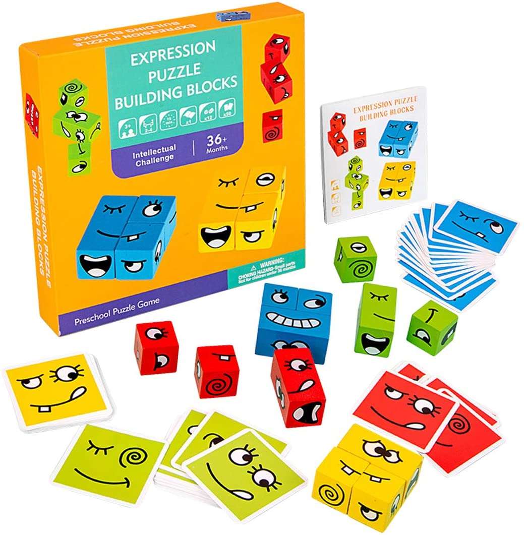 Настільна гра Кумедні Кубики (Expression puzzle), бренду Bloomy Brain Toys, для 1-2 гравців, час гри < 30хв. - 2 - KUBIX 