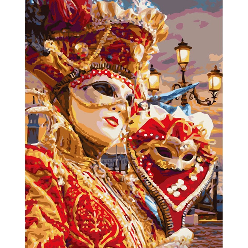 Картина по номерам Маскарад с маской (40х50 см), бренду Strateg - KUBIX