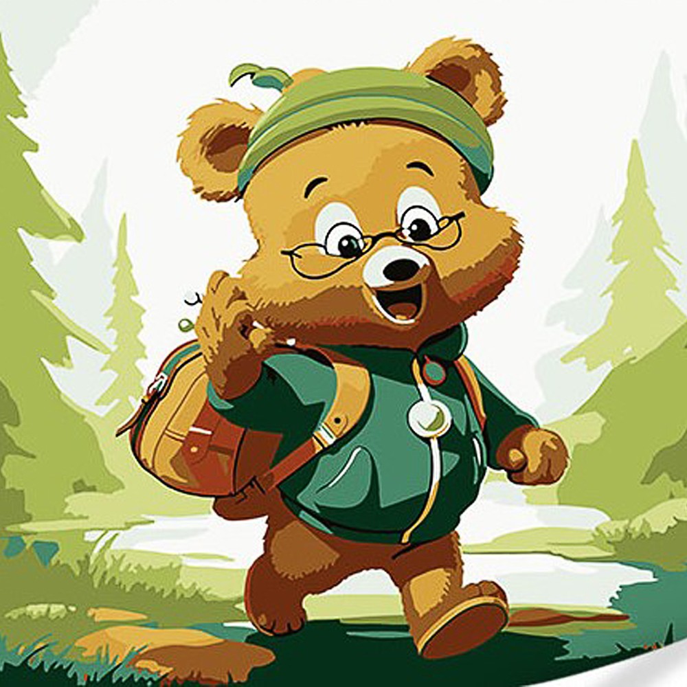 Картина за номерами Ведмедик мандрівник (30х30 см), бренду Strateg - KUBIX