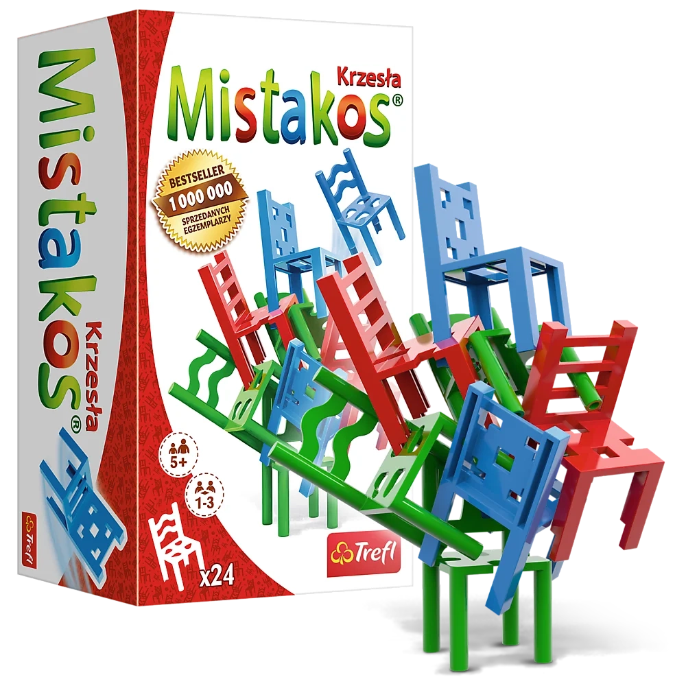 Настольная игра Стульчики для 3-х игроков (Mistakos. Chairs 3), бренду Trefl, для 1-3 гравців, час гри < 30мин. - 2 - KUBIX 