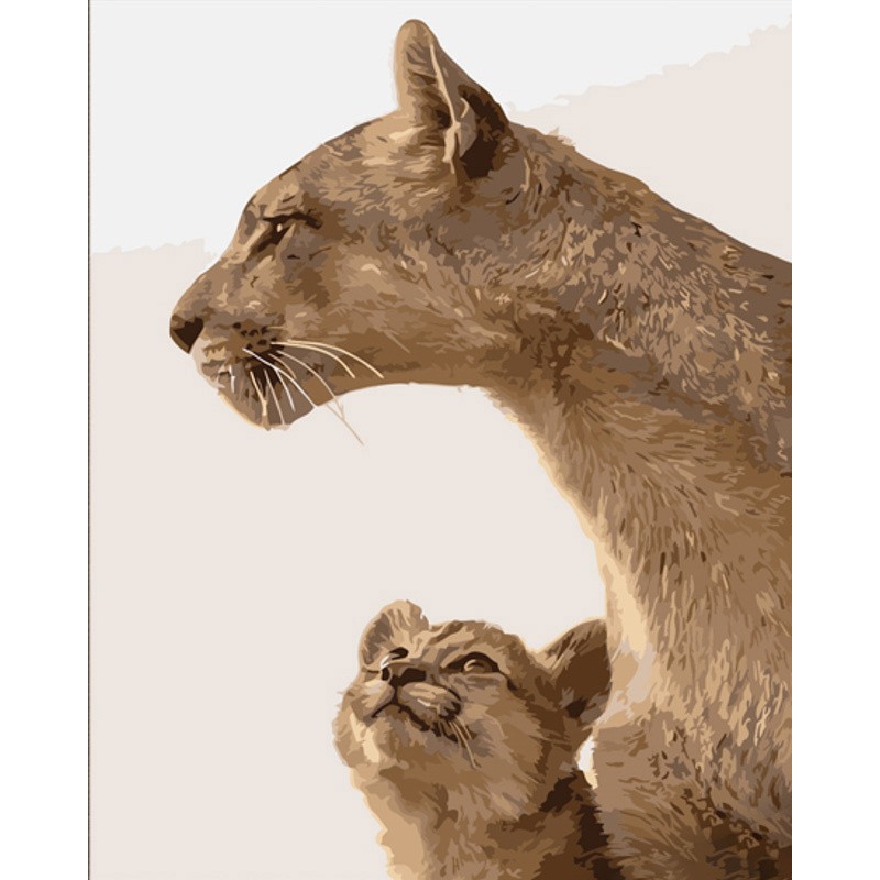 Картина по номерам Мать львица с детенышем (40х50 см), бренду Strateg - KUBIX