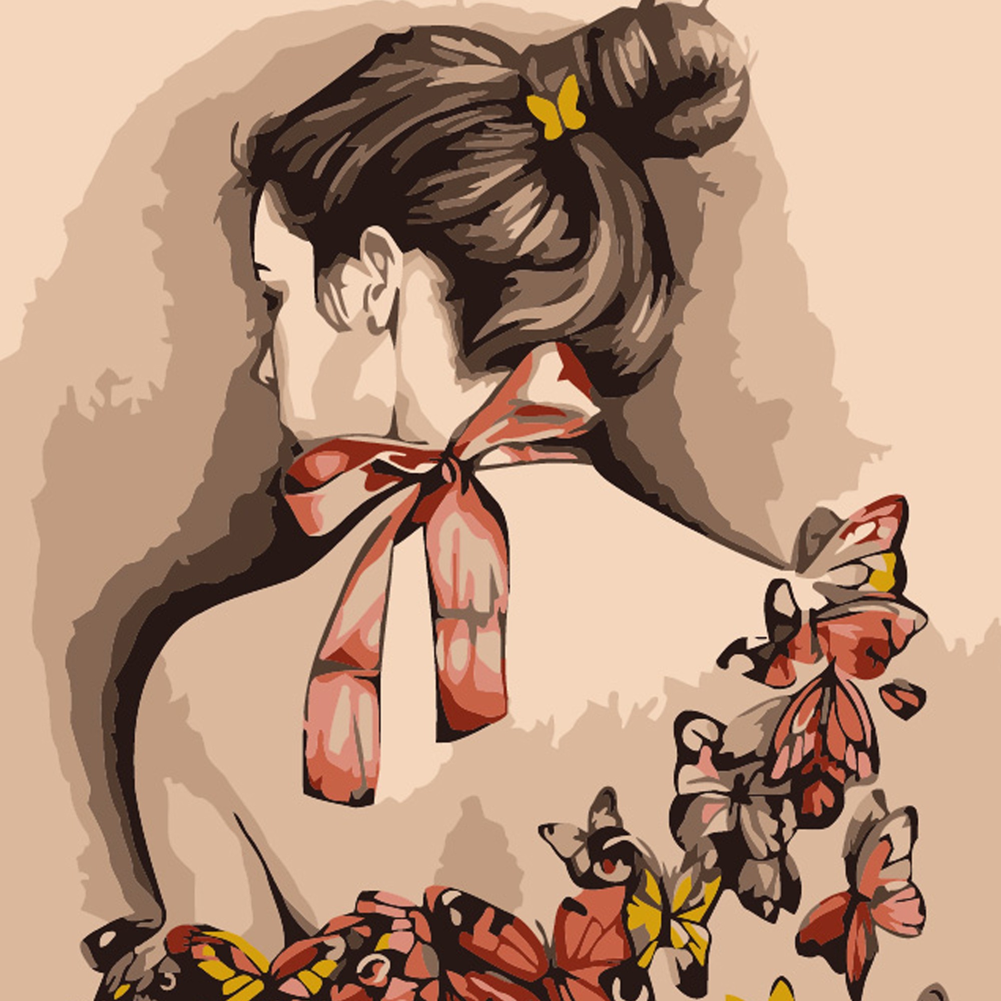 Картина за номерами Дівчина в метеликах (20х20 см), бренду Strateg - KUBIX