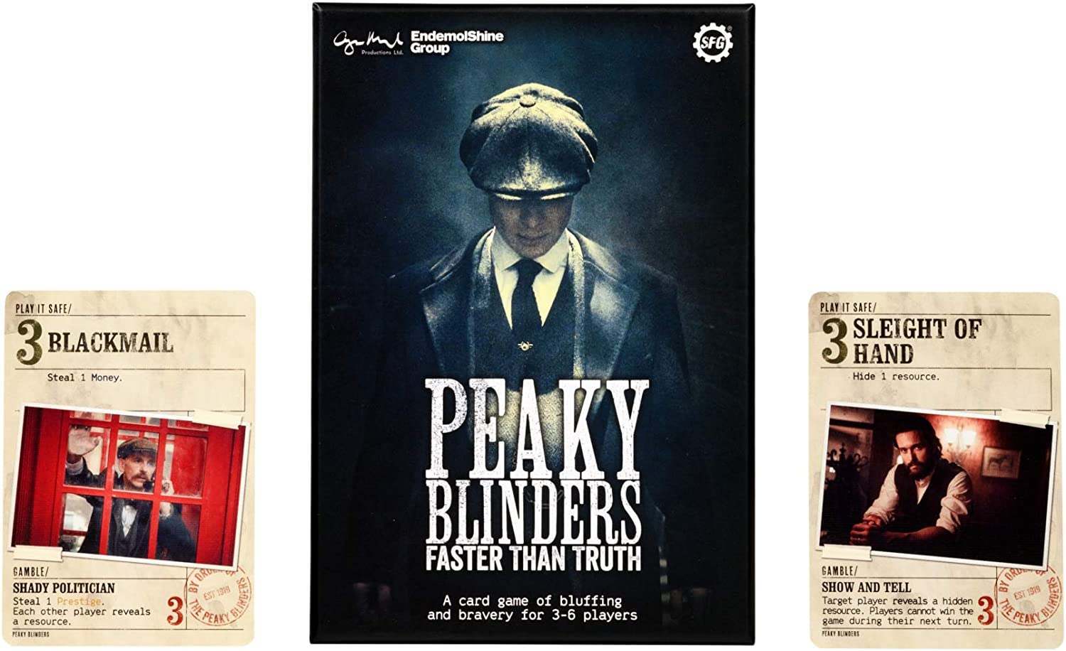 Настільна гра Peaky Blinders: Faster than Truth (Гострі Картузи: Швидше ніж Правда) (EN), бренду Steamforged Games Ltd., для 3-6 гравців, час гри < 30хв. - 3 - KUBIX 