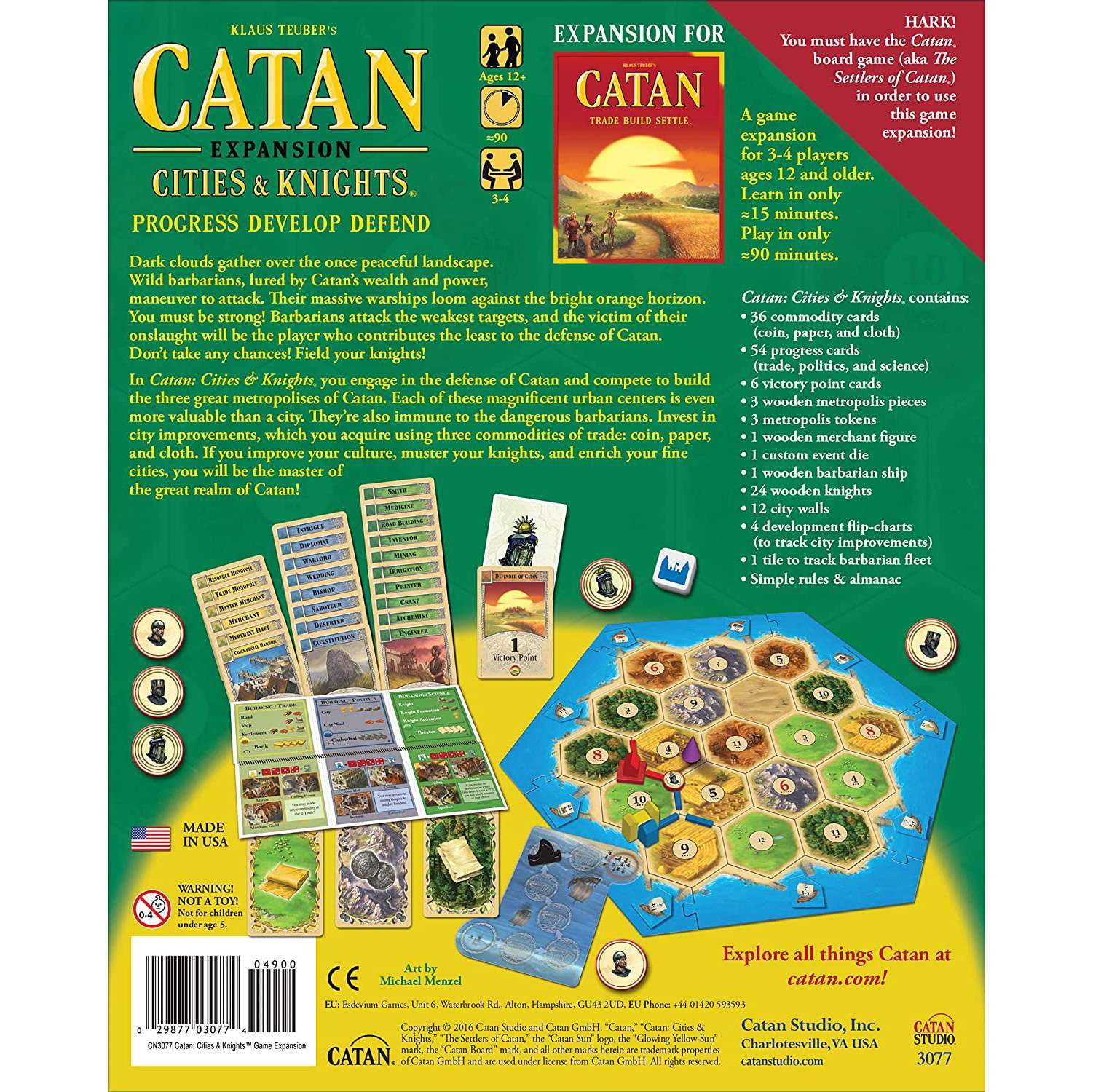 Настольная игра Catan: Cities & Knights Game Expansion (2015 Refresh) (Колонизаторы. Города и Рыцари) (EN), для 3-4 гравців, час гри > 60мин. - 5 - KUBIX 