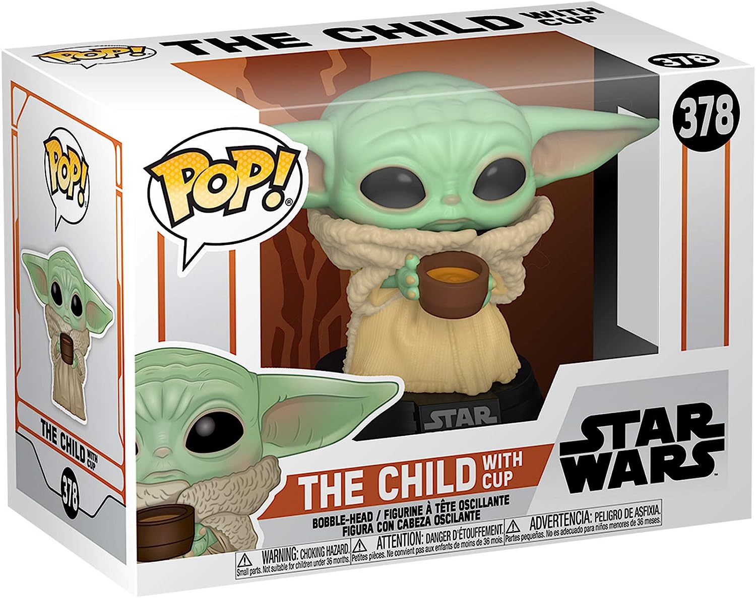 Ігрова фігурка FUNKO POP! Малюк Йода з чашкою (The Child with Cup) Star Wars The Mandalorian #378, бренду Funko - 3 - KUBIX 