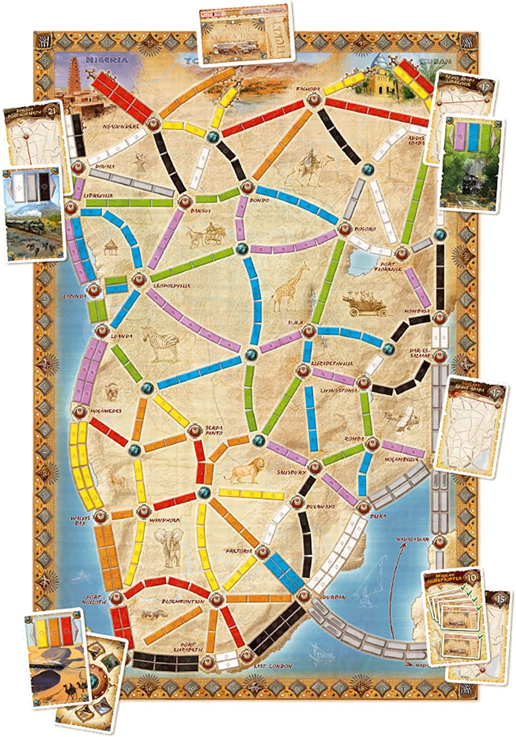 Настольная игра Ticket to Ride: The Heart of Africa (Билет на поезд. Сердце африки) (EN), бренду Days of Wonder, для 2-5 гравців, час гри < 30мин. - 3 - KUBIX 