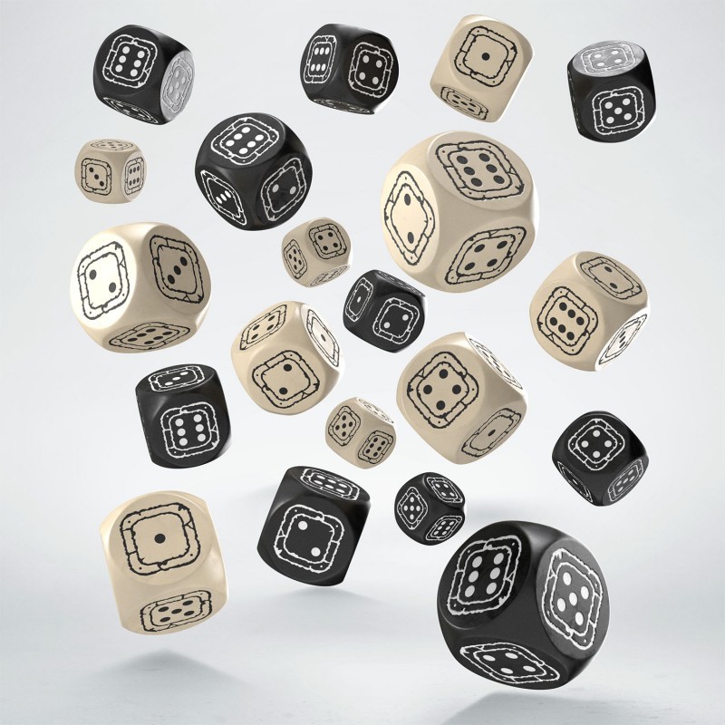 Набор кубиков Fortress Compact Black & Beige D6 Dice (20), бренду Q-Workshop - KUBIX