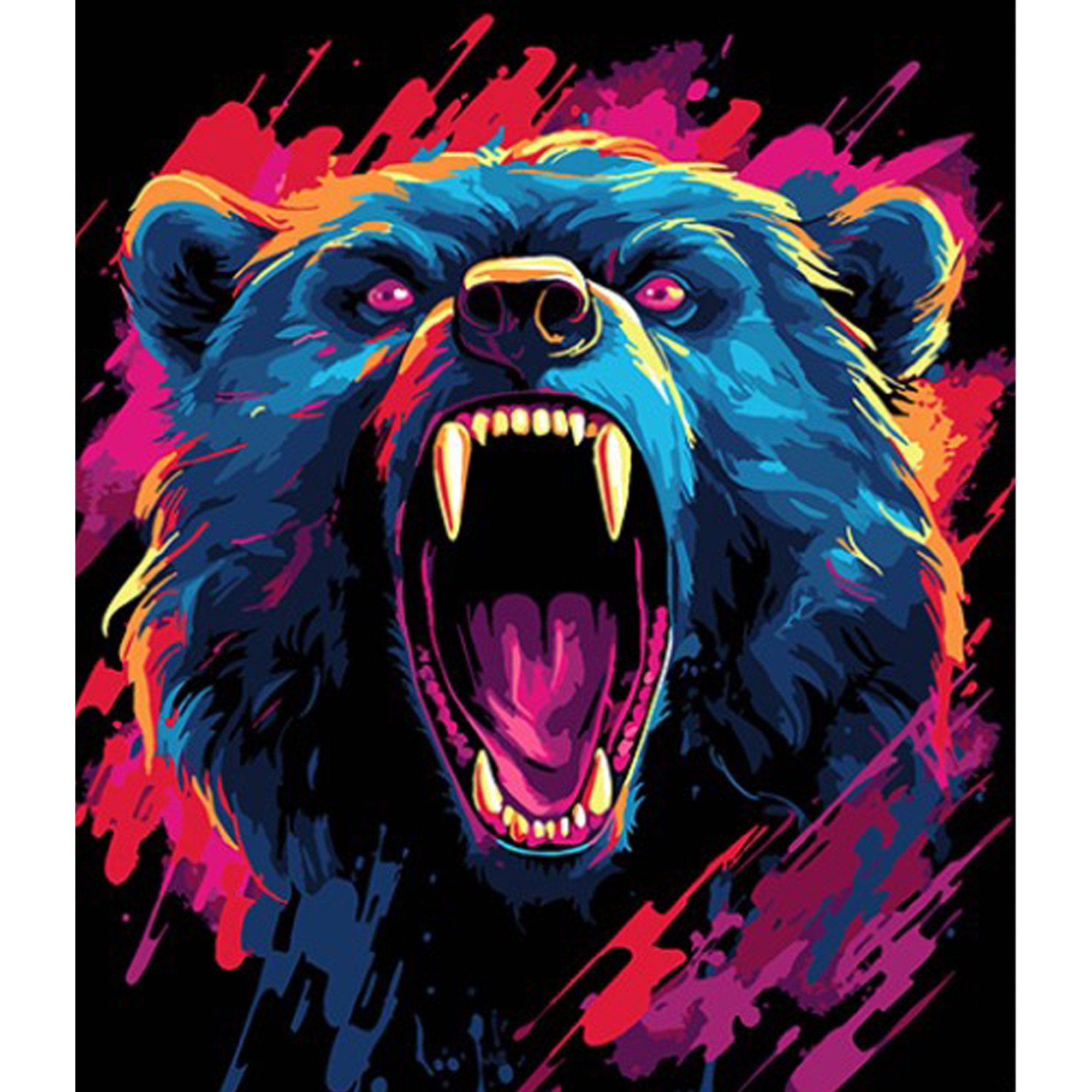 Картина за номерами Бурхлива ярість ведмедя (30х40 см), бренду Strateg - KUBIX