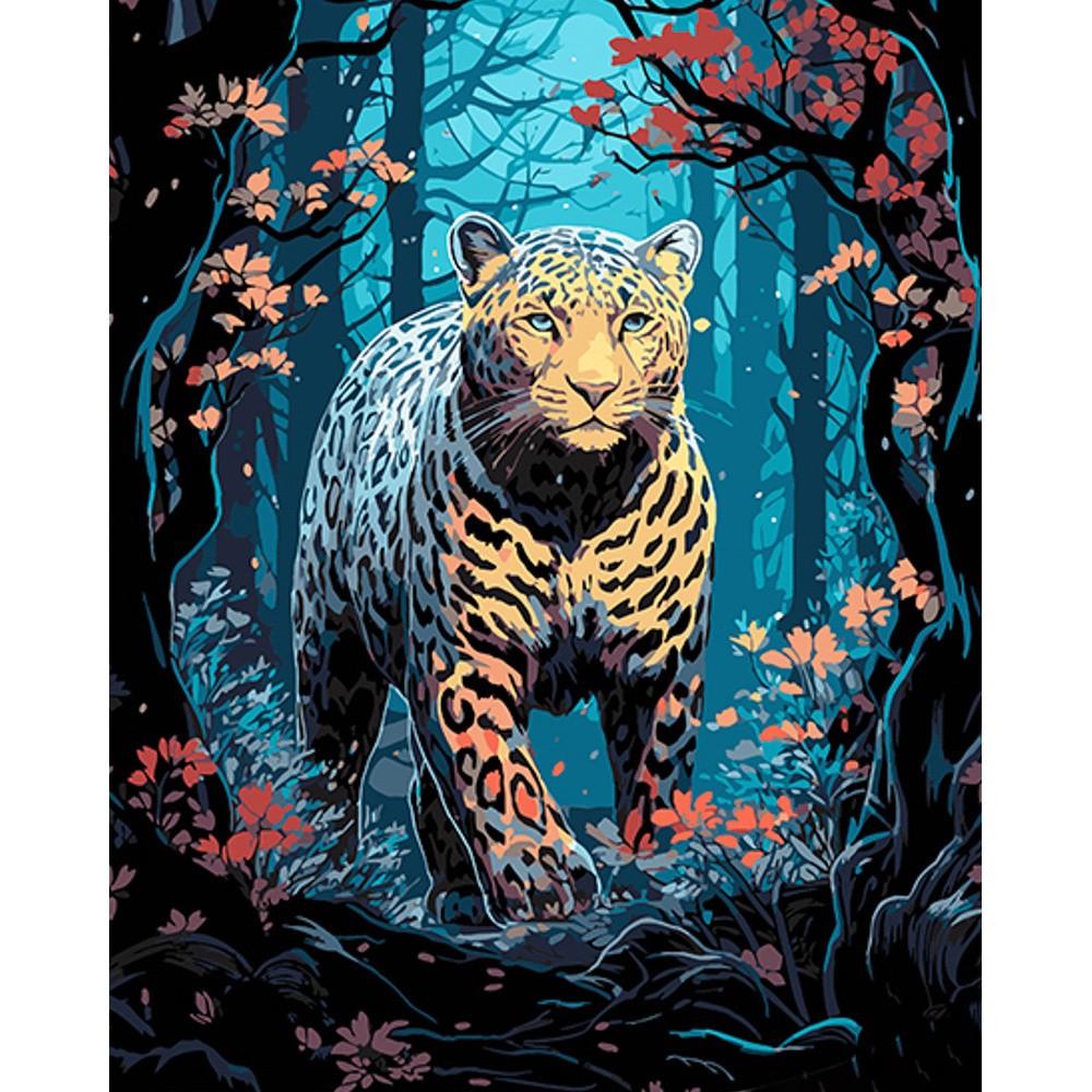 Картина за номерами Леопард на полюванні (40х50 см), бренду Strateg - KUBIX