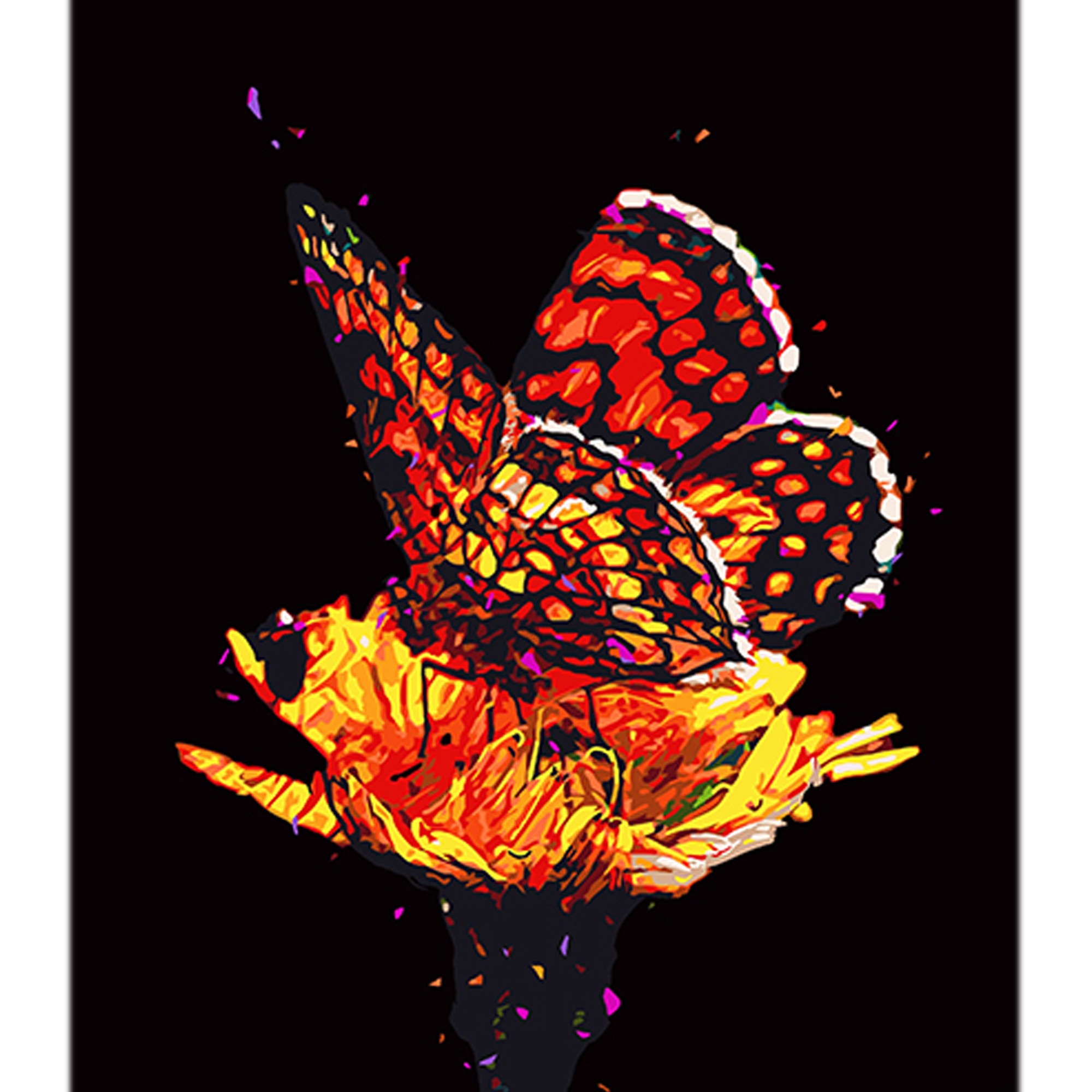 Картина за номерами Вогняний метелик на цвіті (40х50 см), бренду Strateg - KUBIX
