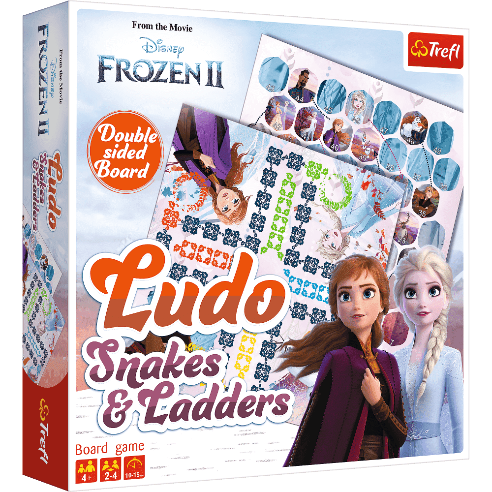 Настільна гра Крижане Серце ІІ: Лудо. Змії та Драбини (Frozen II: Ludo. Snakes and Ladders), бренду Trefl, для 2-4 гравців, час гри < 30хв. - KUBIX