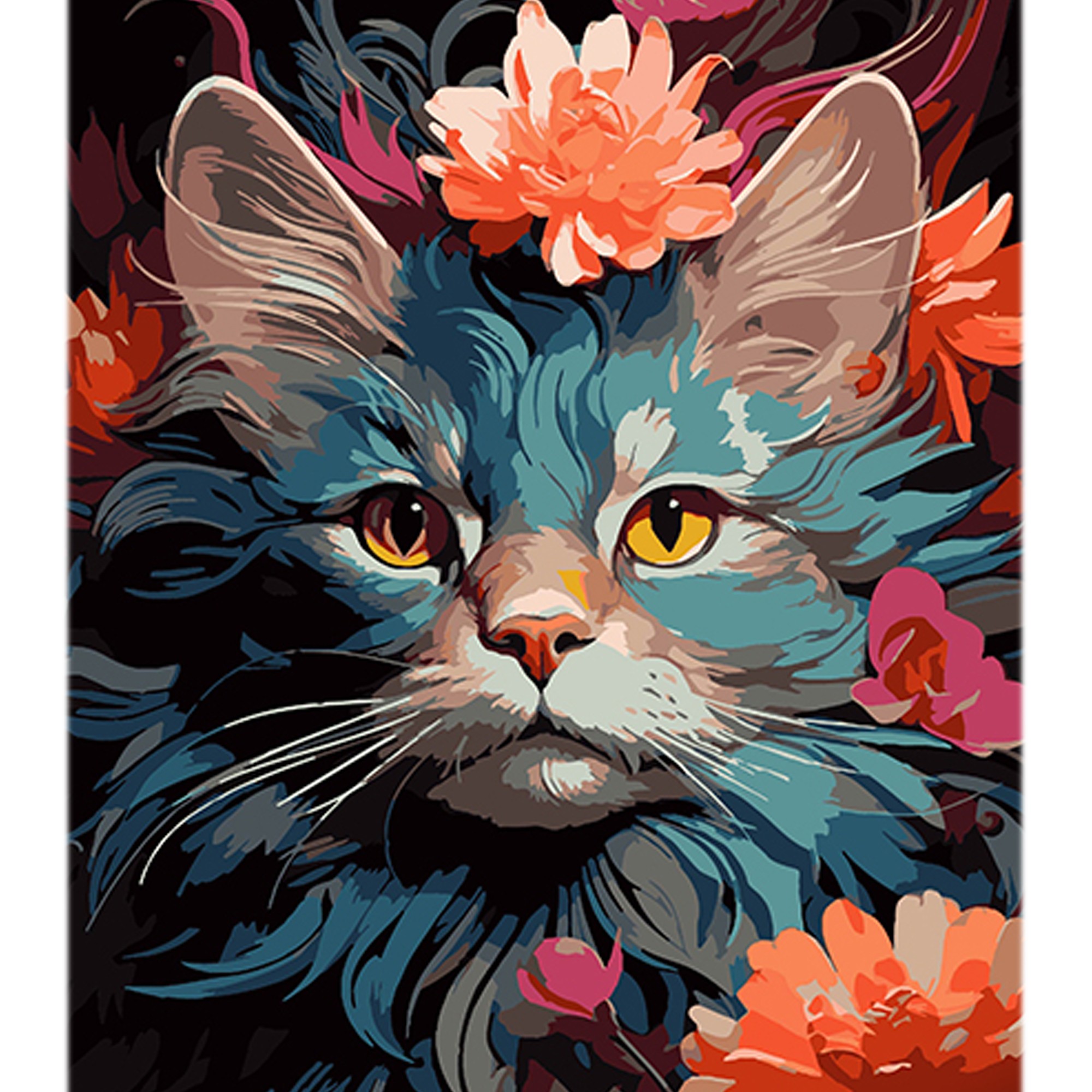 Картина за номерами Котяча квіткова грація (40х50 см), бренду Strateg - KUBIX