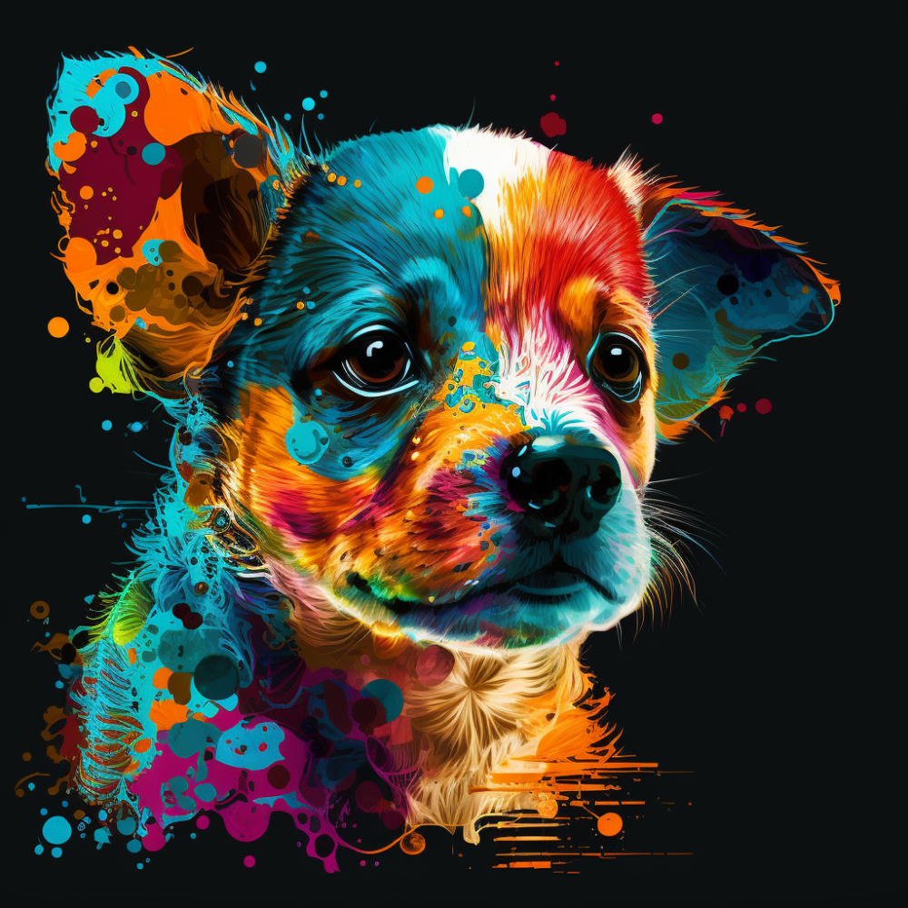 Картина по номерам Красочный щенок (40х40 см), бренду Strateg - KUBIX