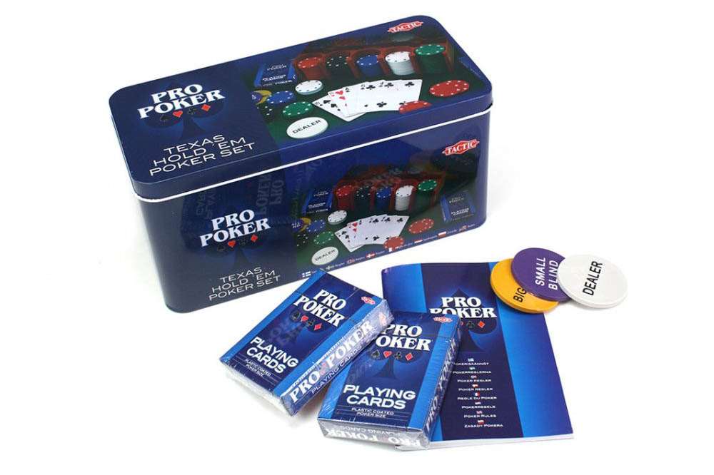Настільна гра Техаський холдем. Набір для гри в покер у жестяній коробці, бренду Tactic, для 2-12 гравців, час гри < 30хв. - 2 - KUBIX 