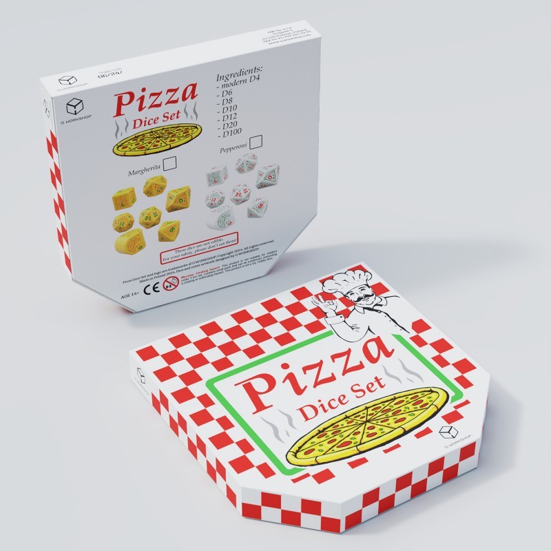 Набір кубиків Pizza Modern Dice Set: Pepperoni (7), бренду Q-Workshop - KUBIX