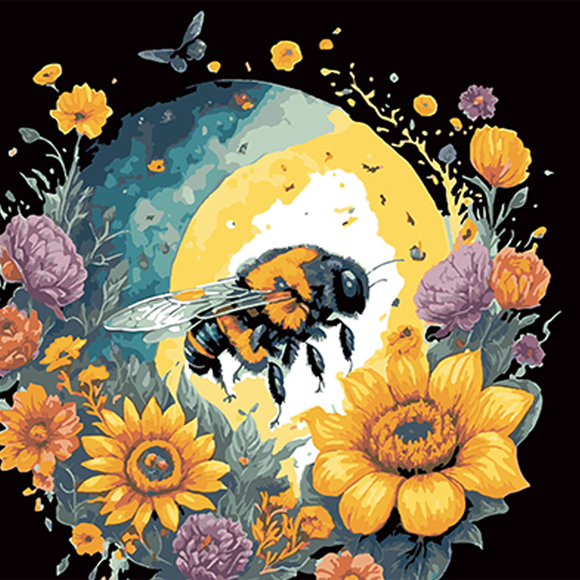 Картина за номерами Бджола і квіткова краса (40х40 см), бренду Strateg - KUBIX