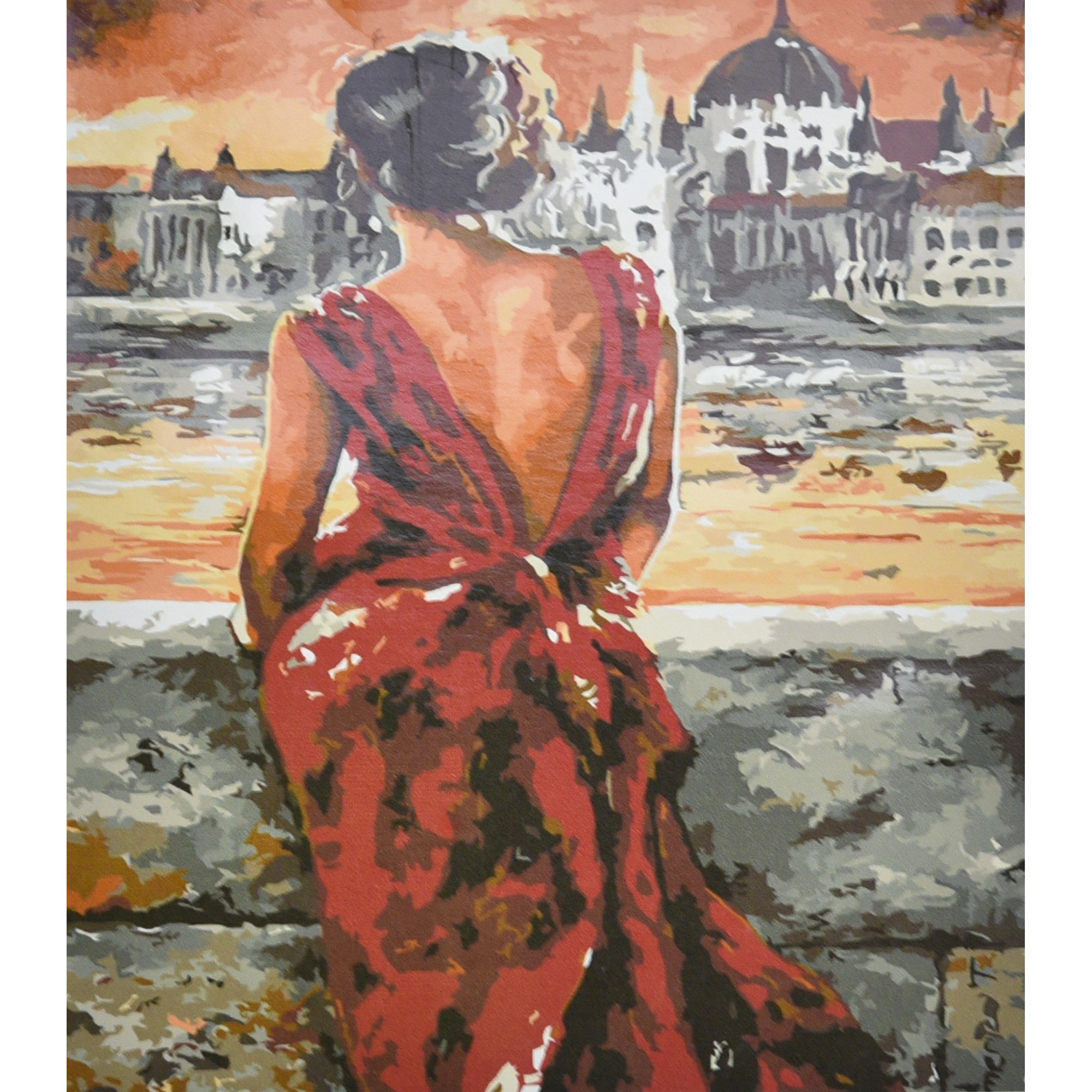 Картина по номерам Леди в красном платье (30х40 см), бренду Strateg - KUBIX