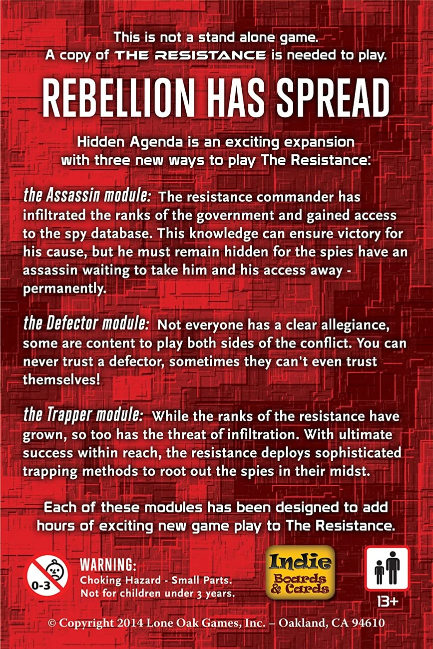 Настольная игра The Resistance. Hidden Agenda (Сопротивление. Скрытая программа) (EN), бренду Indie Boards and Cards, для 5-10 гравців, час гри < 30мин. - 2 - KUBIX 