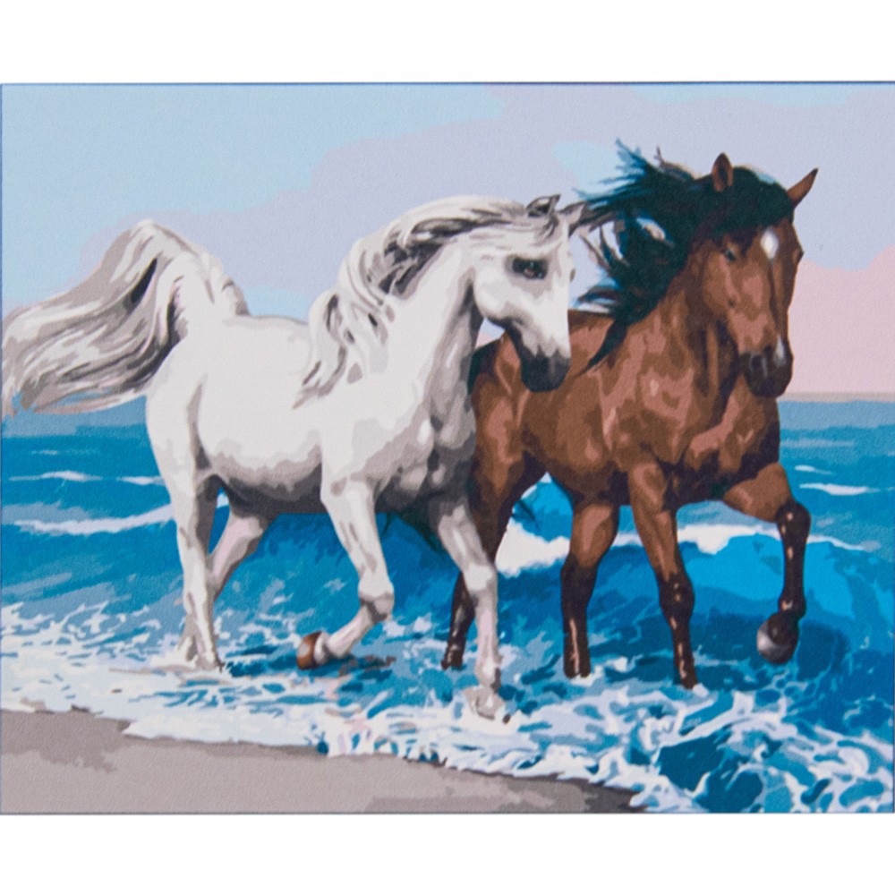 Картина по номерам Две лошади на берегу моря (40х50 см), бренду Strateg - KUBIX