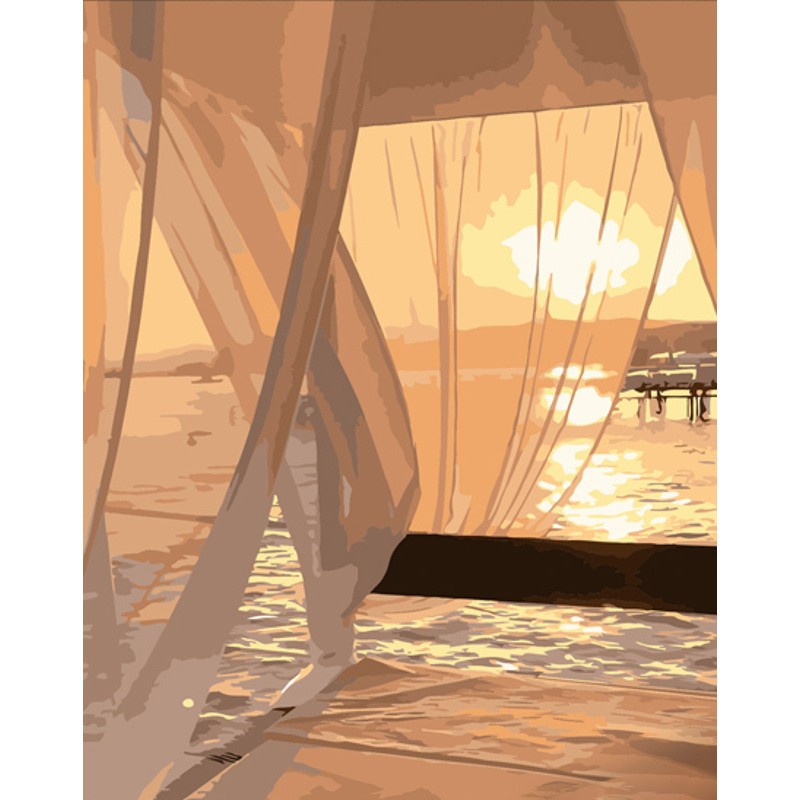 Картина за номерами Захід сонця на пляжі (40х50 см), бренду Strateg - KUBIX