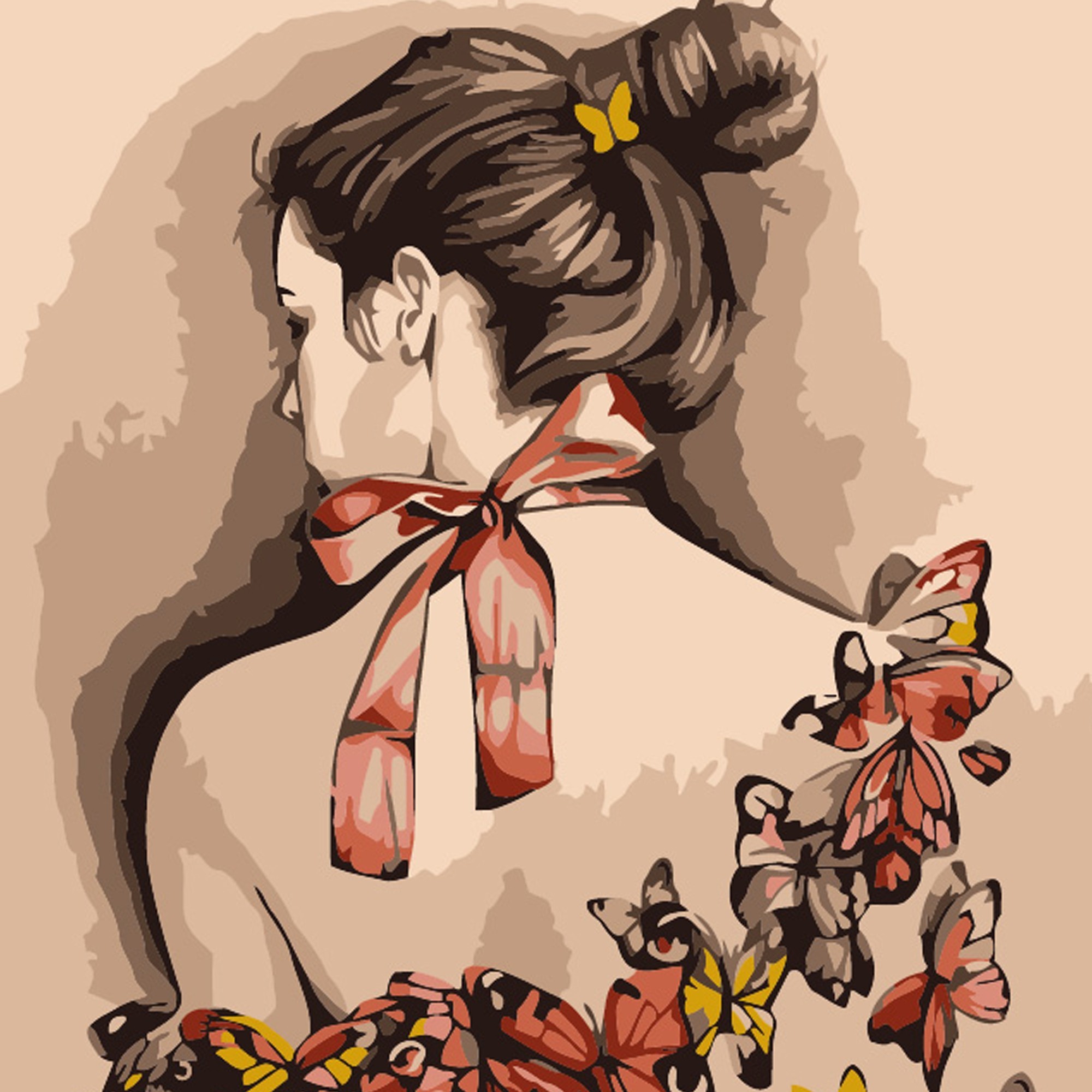 Картина по номерам Девушка в бабочках (20х20 см), бренду Strateg - KUBIX