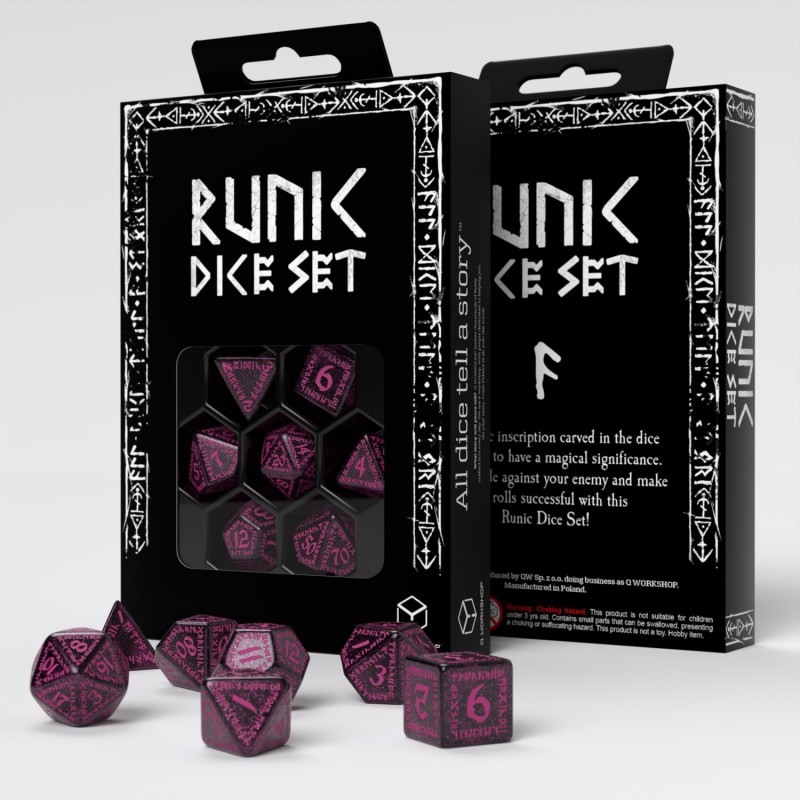 Набор кубиков Runic Shimmering black with magenta Dice Set, бренду Q-Workshop - KUBIX