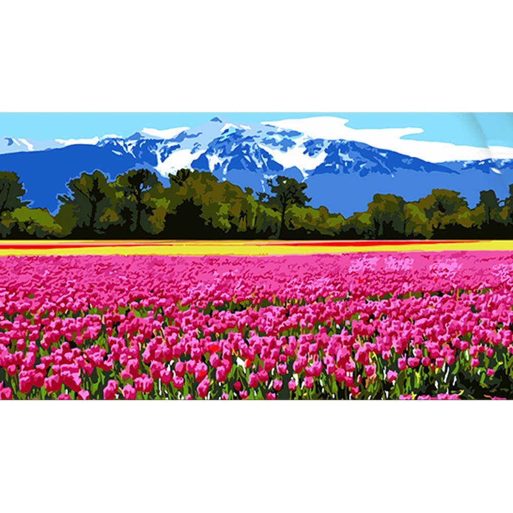 Картина по номерам Пейзаж с тюльпанами (50х25 см), бренду Strateg - KUBIX