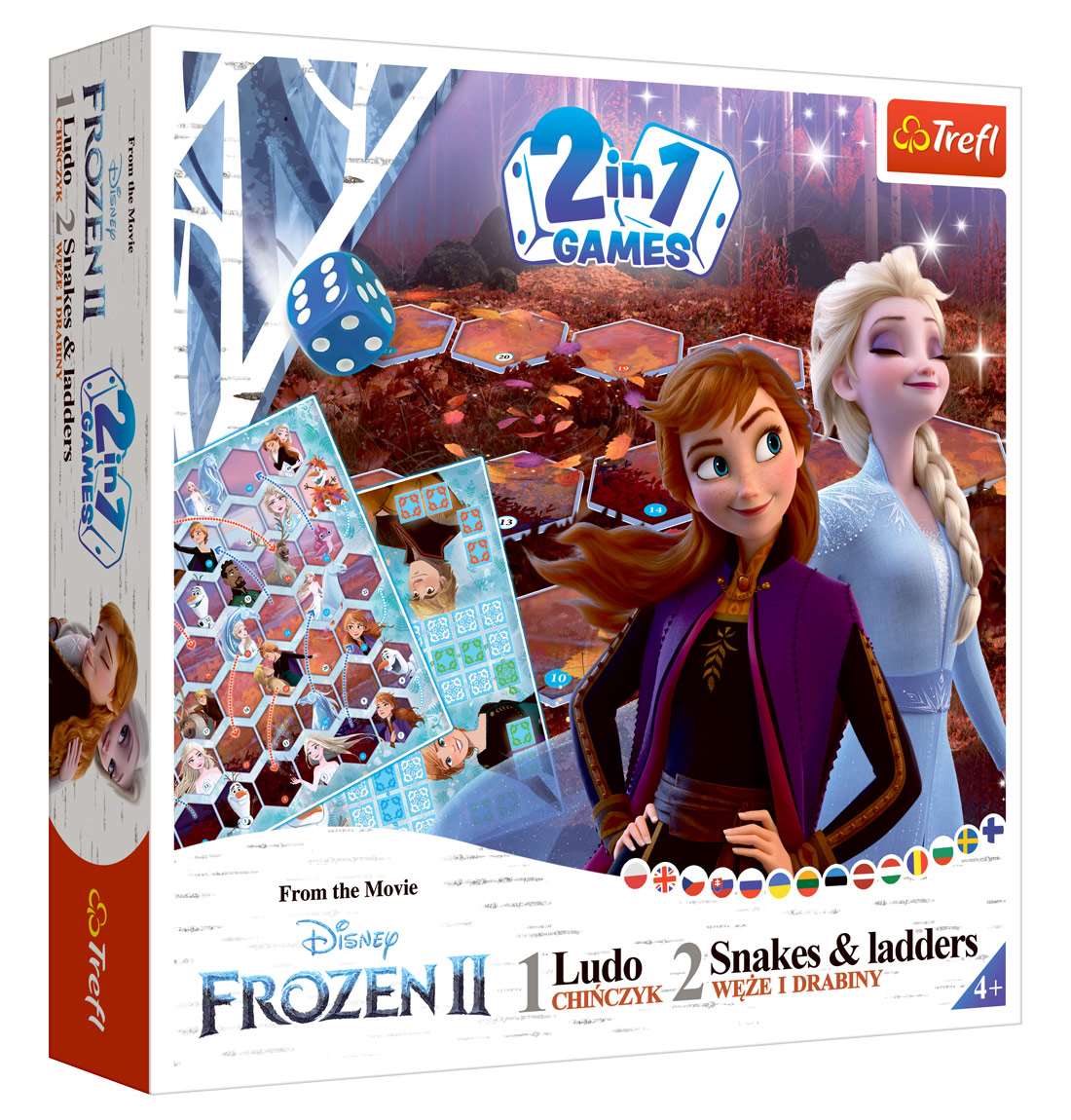 Настольная игра Ледяное сердце 2: Лудо + Змеи и Лестницы 2 в 1 (Frozen 2 Disney: Ludo + Snakes & Ladders 2 in 1), бренду Trefl, для 2-4 гравців, час гри < 30мин. - KUBIX