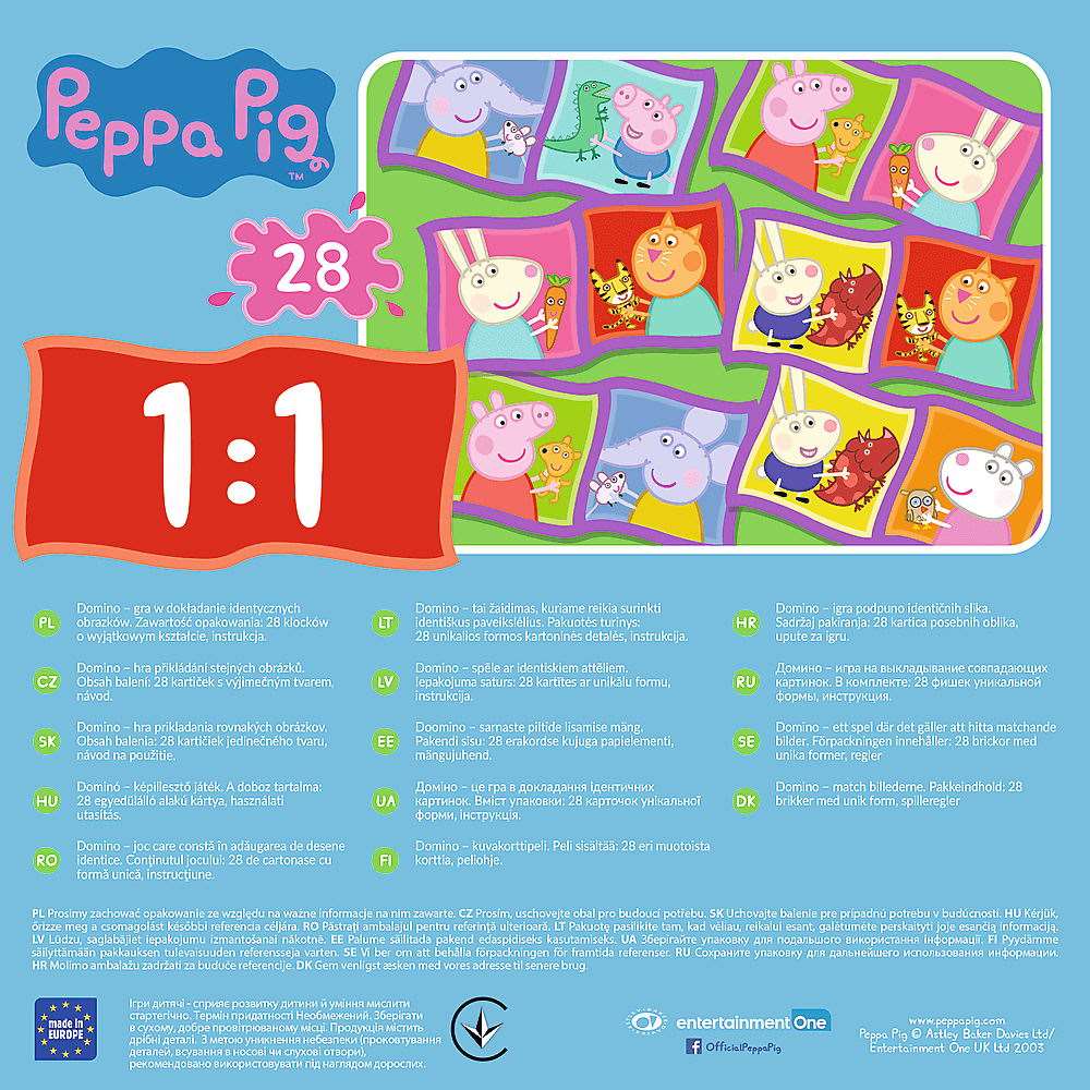 Настільна гра Доміно. Свинка Пепа (Peppa Pig), бренду Trefl, для 1-4 гравців, час гри < 30хв. - 2 - KUBIX 
