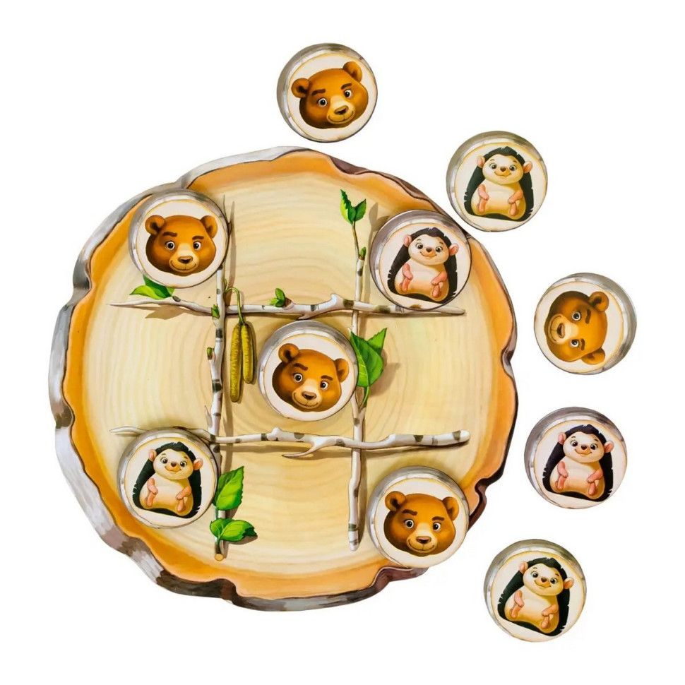 Настільна гра Хрестики-нулики: їжачок і ведмедик, бренду Ubumblebees, для 2-2 гравців - KUBIX