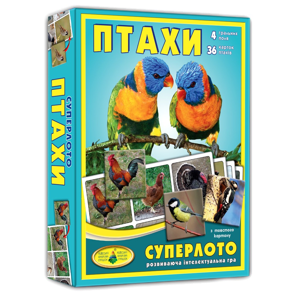 Настільна гра Супер Лото. Птахи, бренду Київська фабрика іграшок, для 1-4 гравців - KUBIX