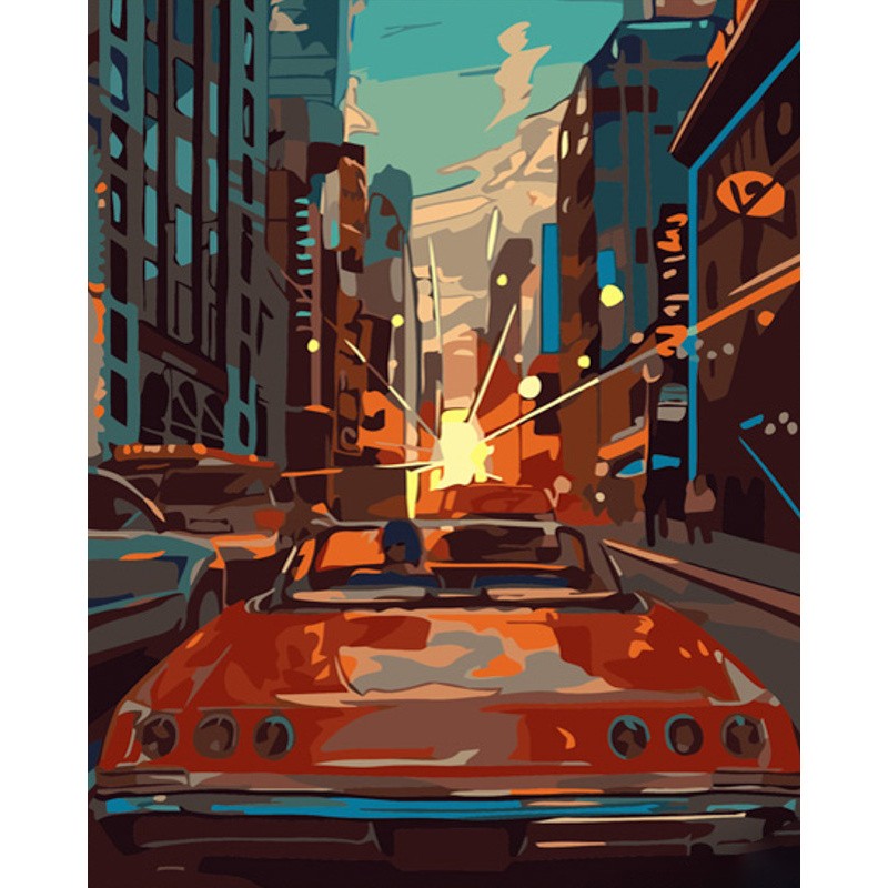 Картина по номерам Авто в Нью-Йорке (40х50), бренду Strateg - KUBIX