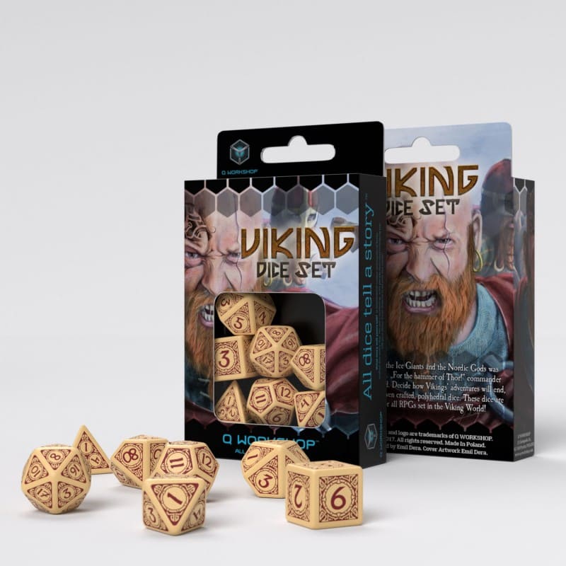 Набір кубиків Viking Beige & burgundy Dice Set, бренду Q-Workshop - KUBIX