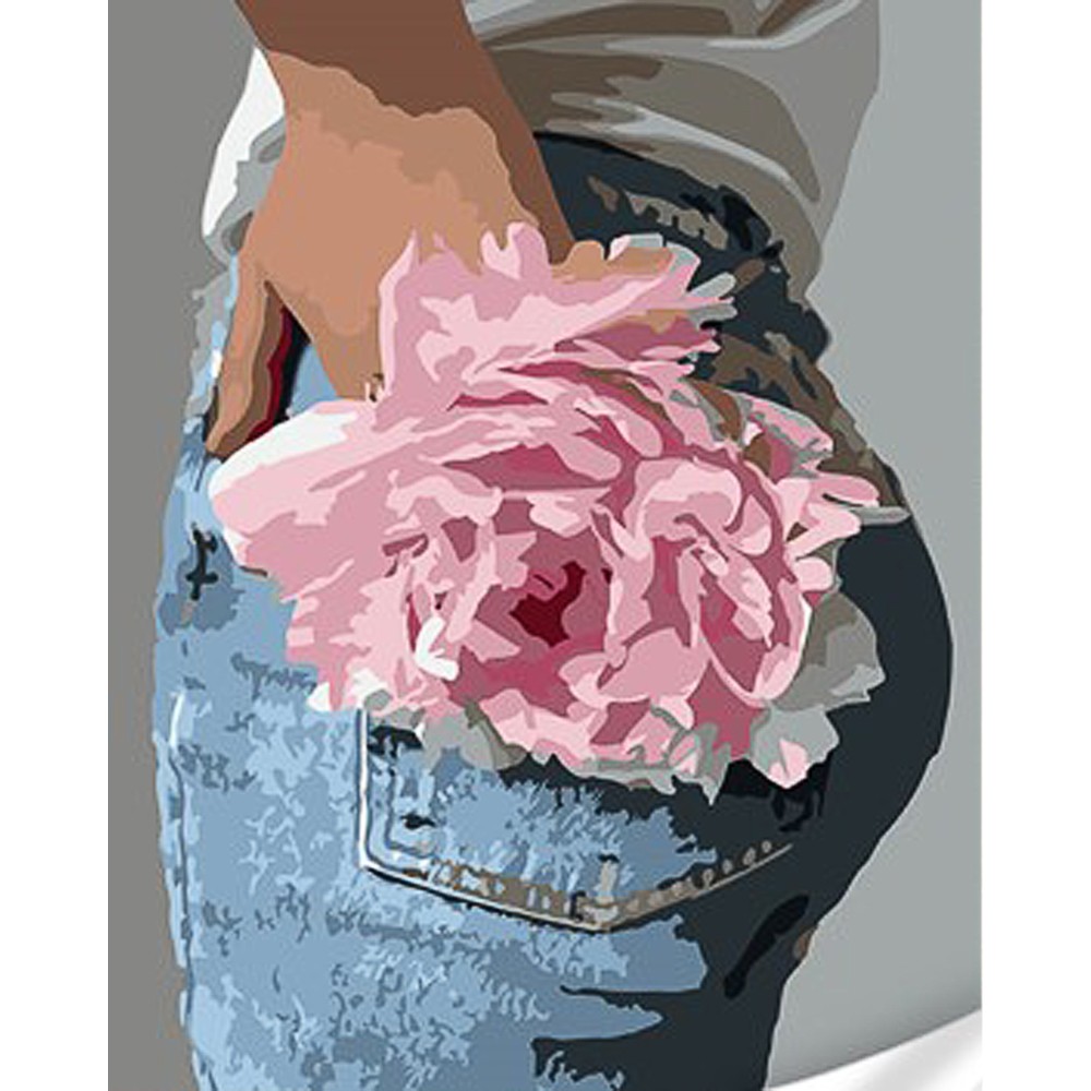 Картина за номерами Півонія на джинсах (30х40 см), бренду Strateg - KUBIX