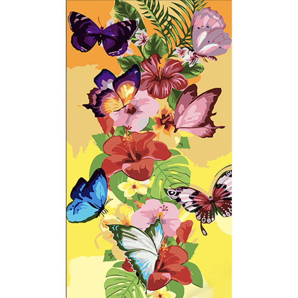 Картина по номерам Красочные цветы и бабочки (50х25 см), бренду Strateg - KUBIX