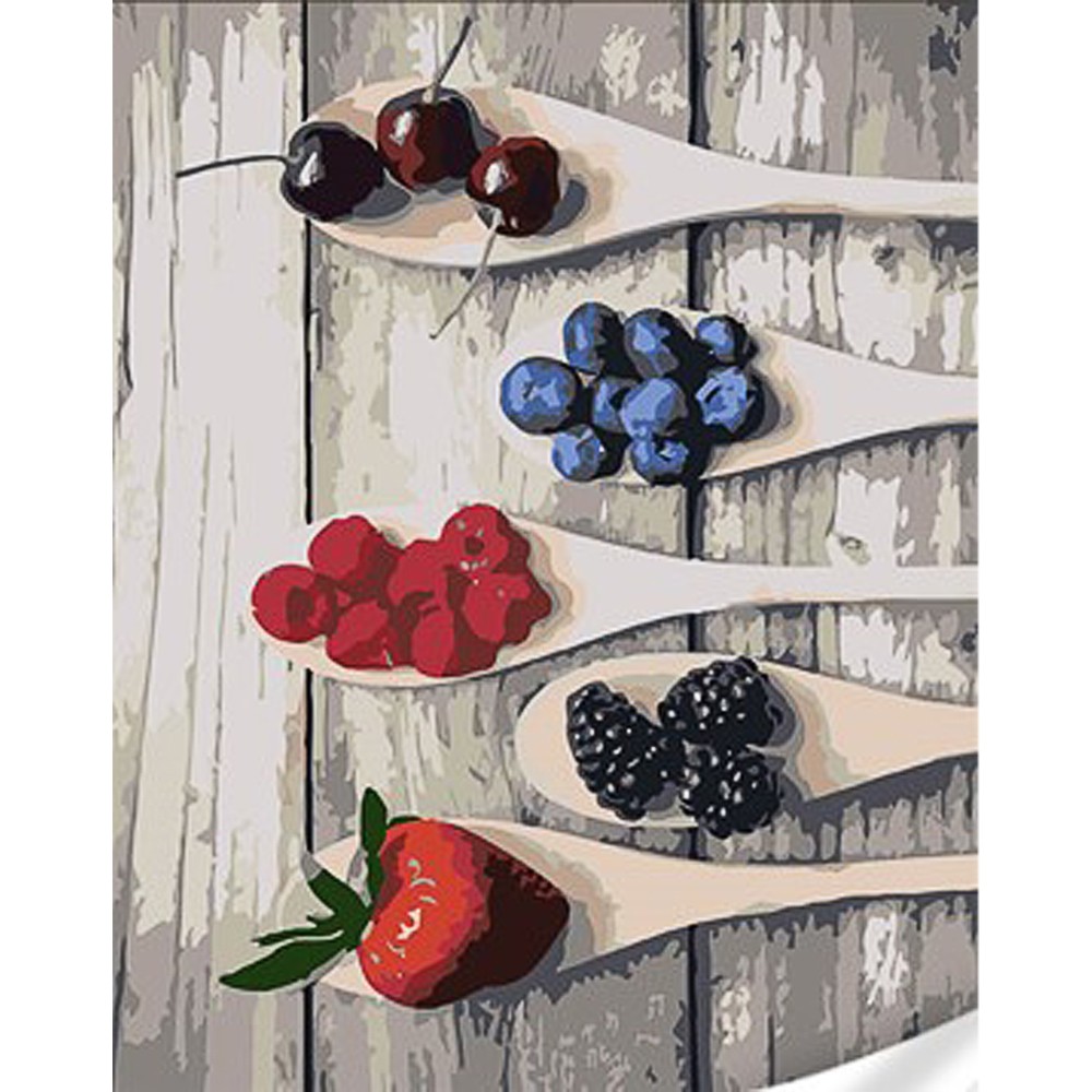 Картина за номерами Ложечки фруктів (30х40 см), бренду Strateg - KUBIX