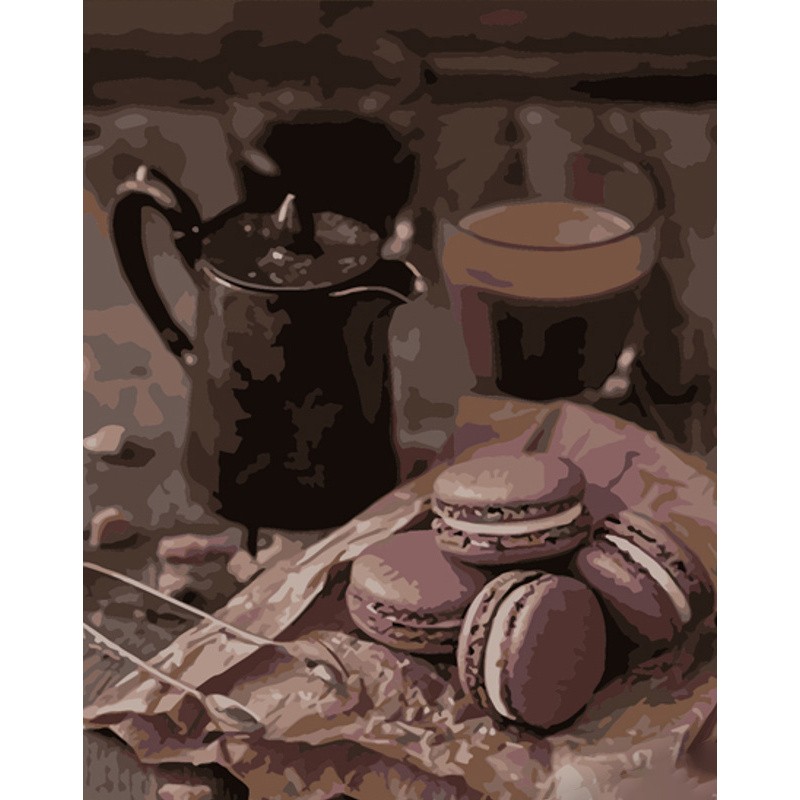 Картина за номерами Макаруни до кави (40х50 см), бренду Strateg - KUBIX