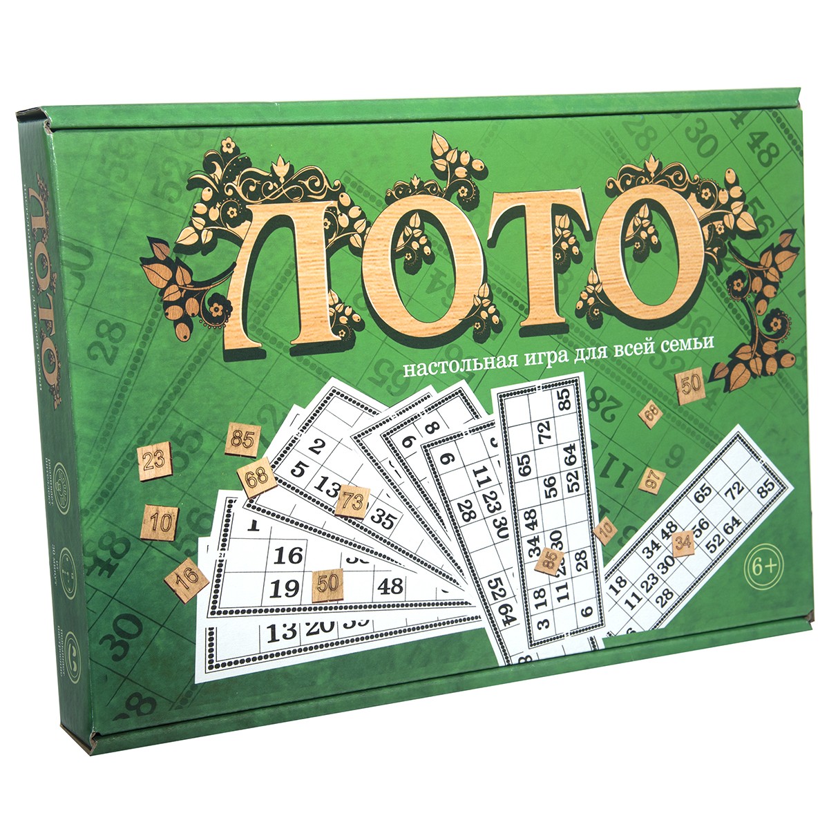 Настольная игра Лото с деревянными фишками зеленое (RU), бренду Strateg, для 2-12 гравців, час гри < 30мин. - KUBIX