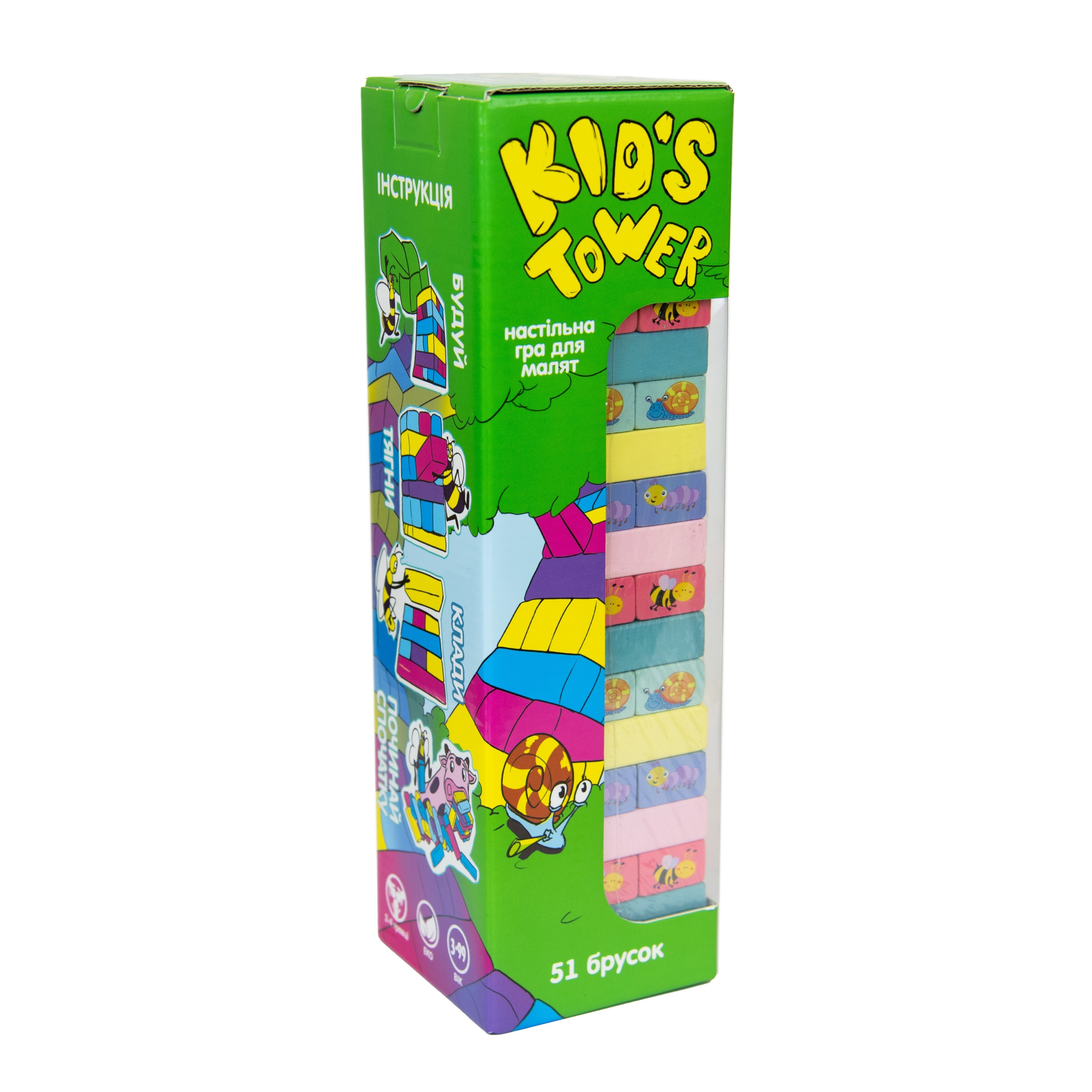 Настільна гра Kid's Tower Jenga (Дитяча Дженга), бренду Strateg, для 2-4 гравців, час гри < 30хв. - KUBIX