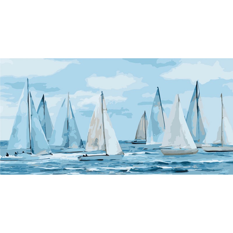 Картина за номерами Вітрильники у воді (50х25 см), бренду Strateg - KUBIX