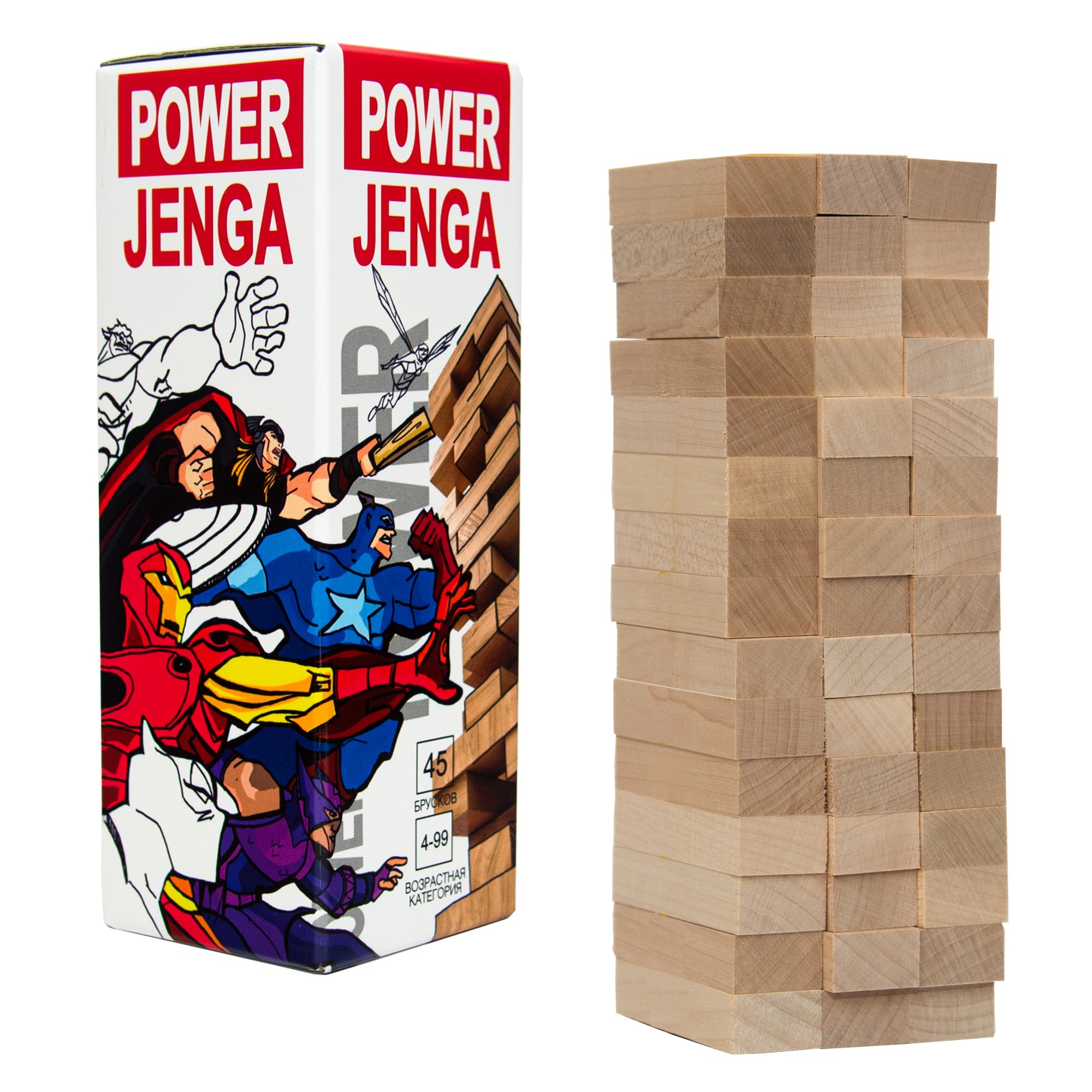 Настільна гра Power Jenga (Дженга міні) (45 брусків), бренду Strateg, для 2-8 гравців, час гри < 30хв. - 2 - KUBIX 