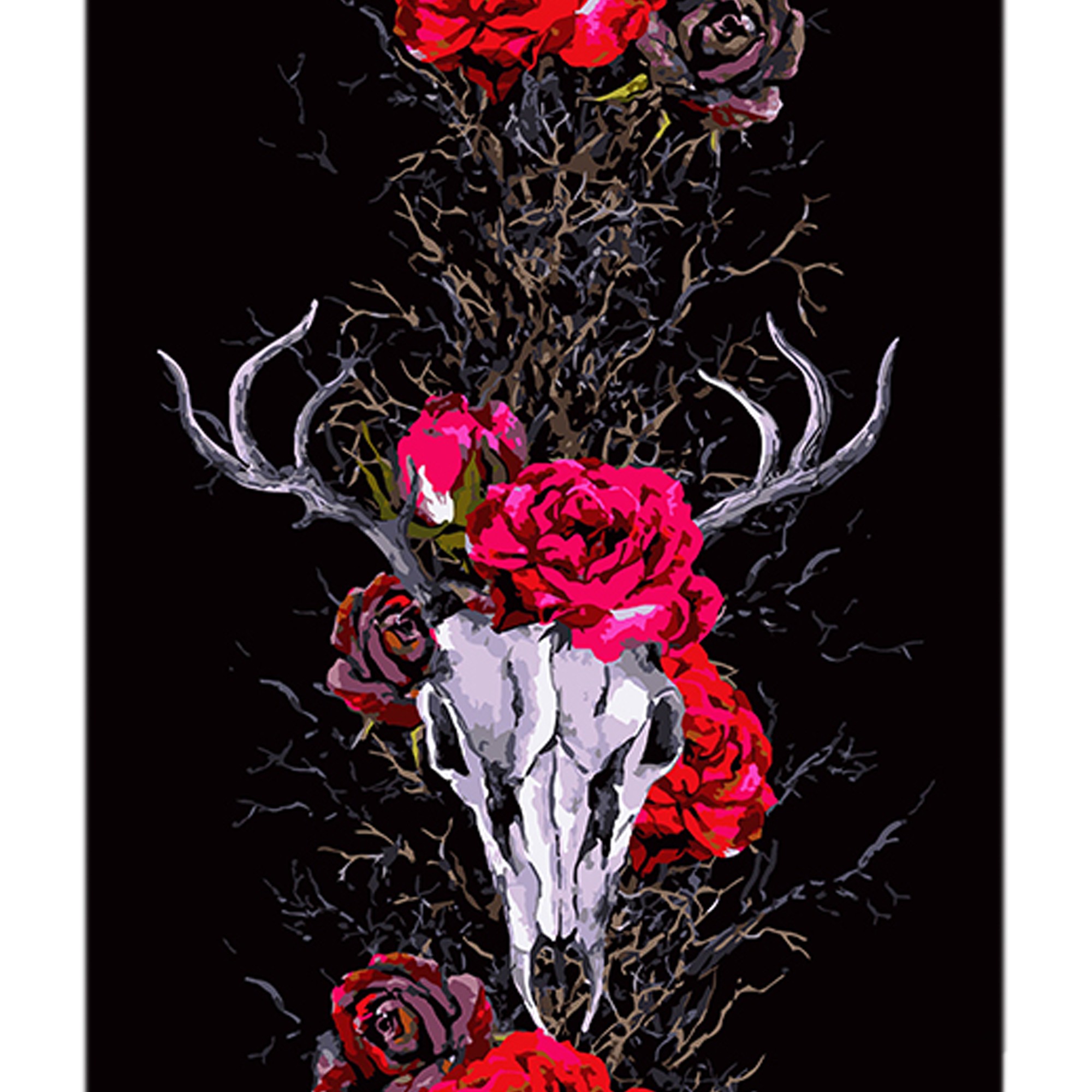 Картина за номерами Череп оленя з трояндами (40х50 см), бренду Strateg - KUBIX