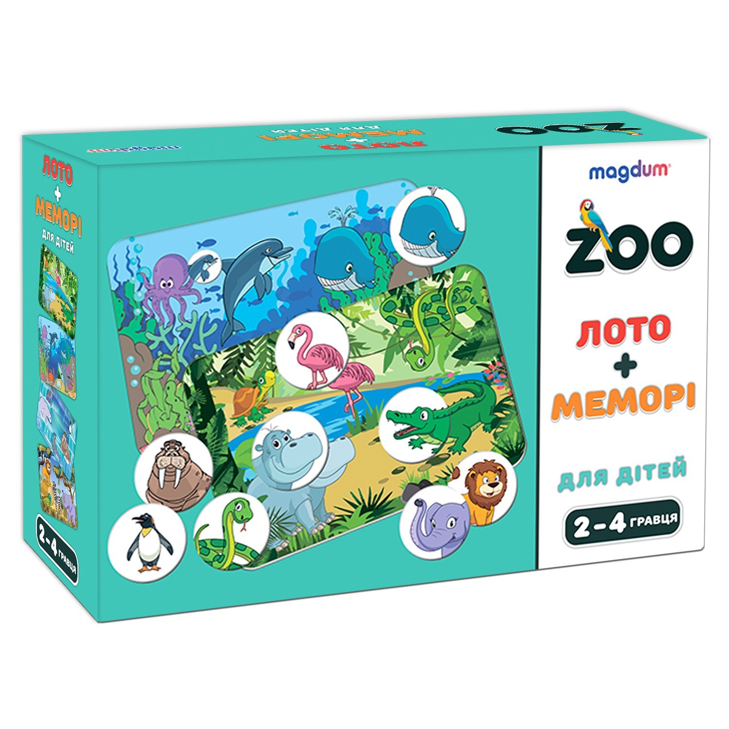 Настольная игра Зоопарк Лото+Мемо, бренду Ludum (Magdum), для 2-4 гравців - KUBIX