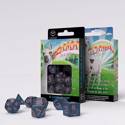 Набір кубиків Dark Blue & Pink Dice Set (7шт.), бренду Q-Workshop - KUBIX