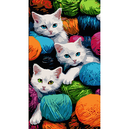 Картина по номерам Милые котята в нитях (50х25 см), бренду Strateg - KUBIX