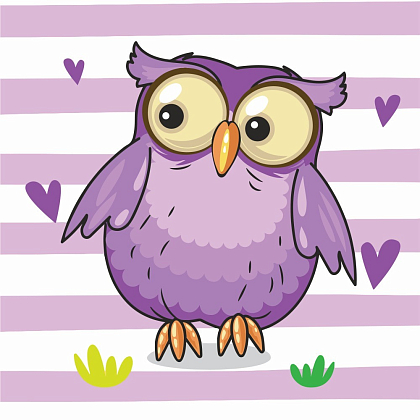Картина по номерам Фиолетовая сова (30х30 см), бренду Strateg - KUBIX