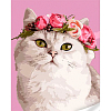 Картина за номерами Кішка з вінком із квітів (30х40 см)