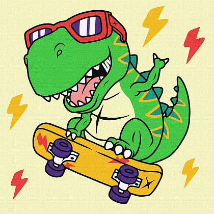 Картина по номерам Динозавр (25х25 см), бренду Идейка - KUBIX